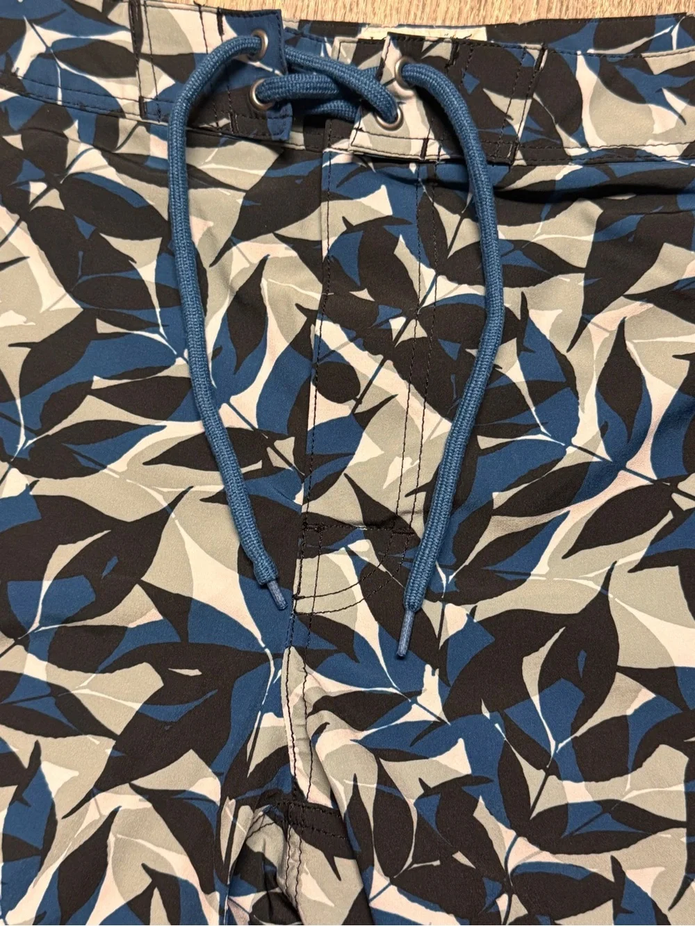 J. Crew‎ Navy, Black and White Leaf-Print Swim Trunks